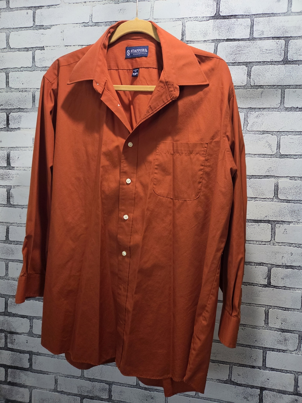 Stafford Men's Long-Sleeve Rust-Orange Dress Shirt